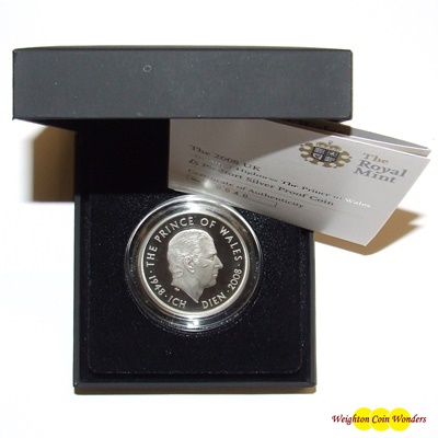 2008 Silver Proof PIEDFORT £5 Crown - HRH Prince of Wales 60th - Click Image to Close